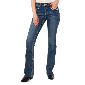Women's  3D Horse Pocket Boot Cut Jean